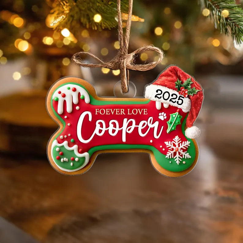 Custom Dog Bone Gingerbread Christmas Ornament, Custom Dog Ornament, Pet Ornament, Dog Lover Gift, New Dog Ornament, Christmas Decor. COBILUMIE3