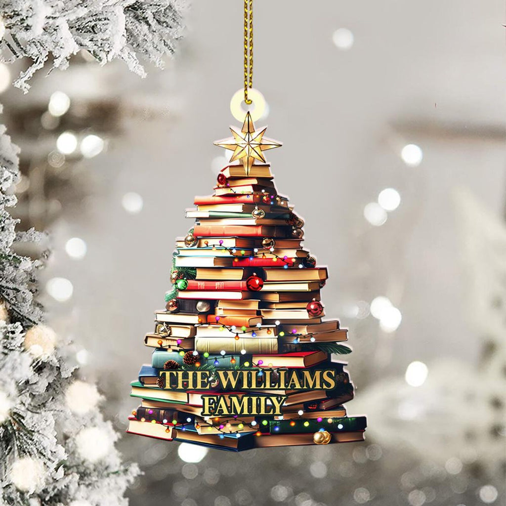 Personalized Family Christmas Ornament, Christmas Tree Ornament, Bookish Ornament, Family Name Ornament, Book Lover Gift, Bookworm Gifts. COBILUMIE32
