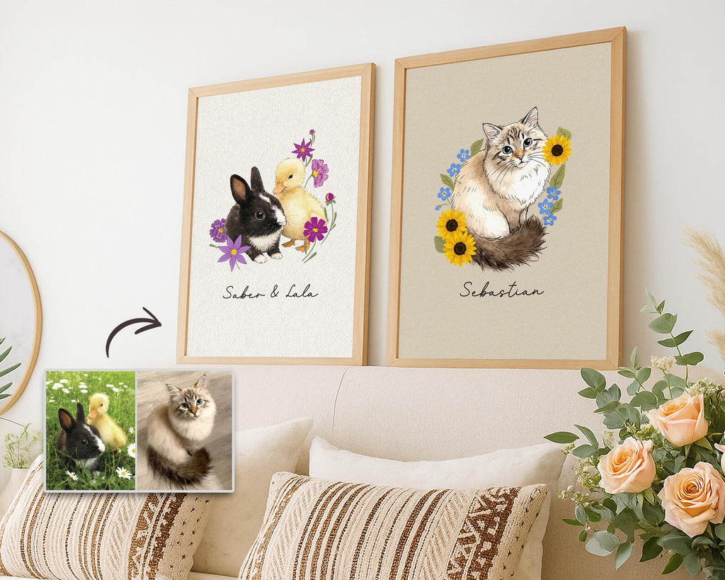 Custom Pet Portrait From Photo Poster, Custom Dog Portrait Poster, Pet Portrait Art, Pet Memorial Gift, Dog Mom Gift, Pet Lover Gift. PTBILUMIE1
