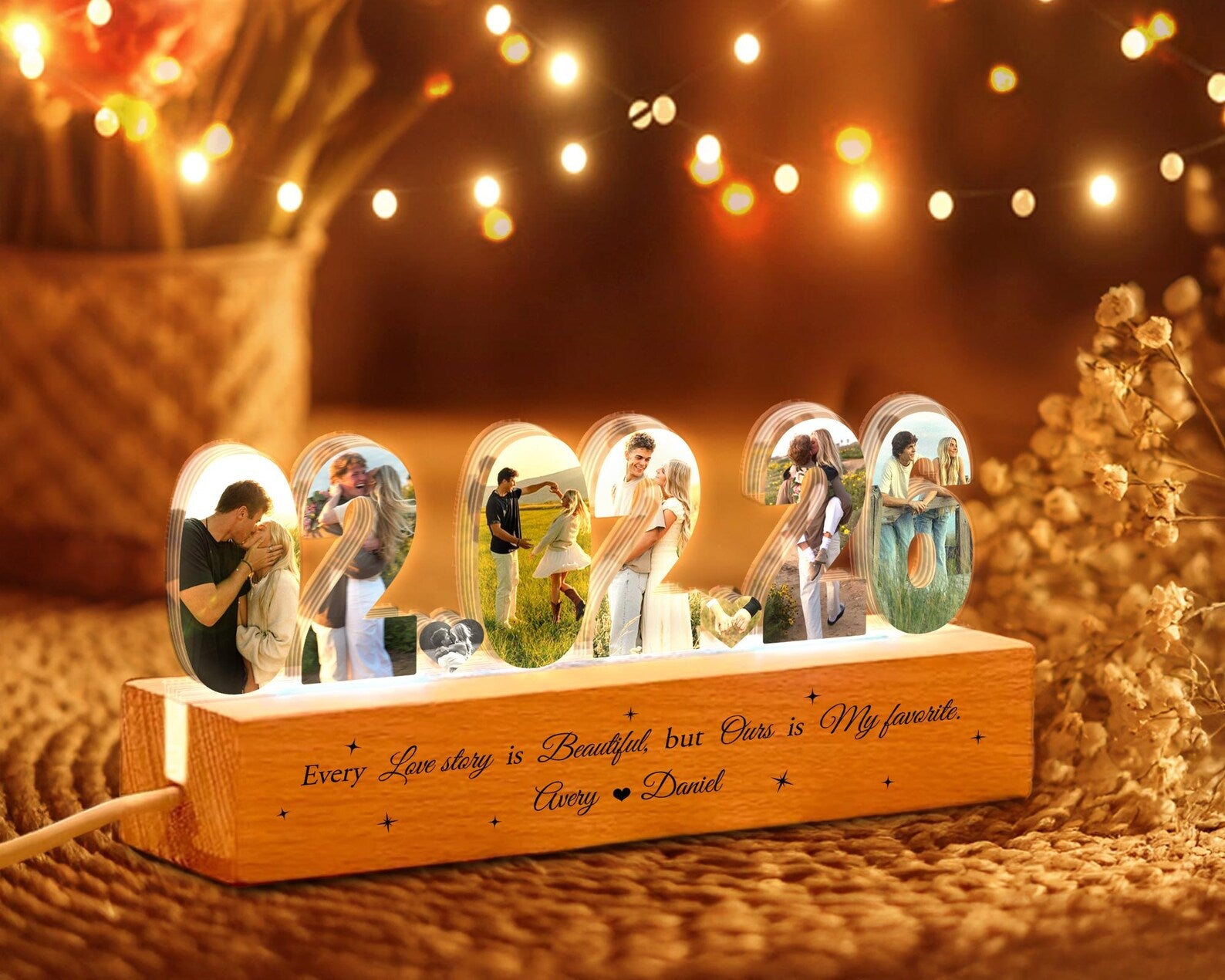 Custom Couple Photo Collage Night Light, Couple Photo Lamp, Valentines Gift, Anniversary Gift, Gift for Couple, Romantic Gift, Gift for Her NLFRBILUMIE10