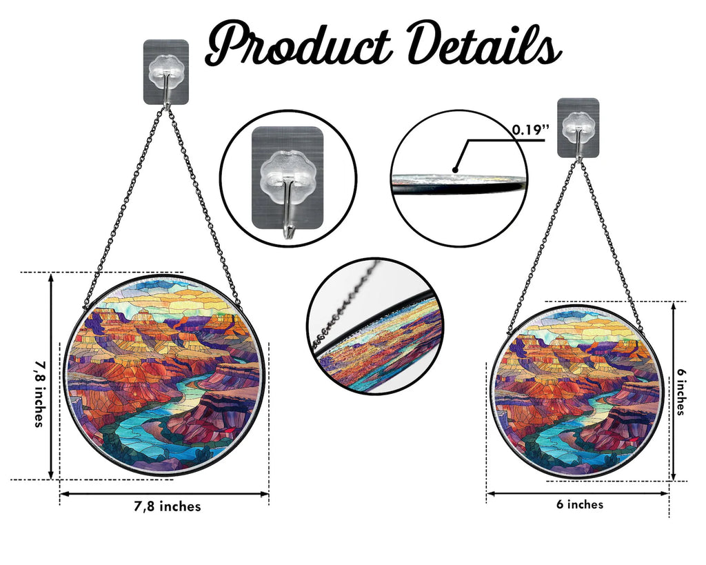 Grand Canyon National Park Glass Suncatcher, Arizona National Park Glass Art, Mountain Window Hangings, Traveler Gift, Christmas Gifts. SCBILUMIE21
