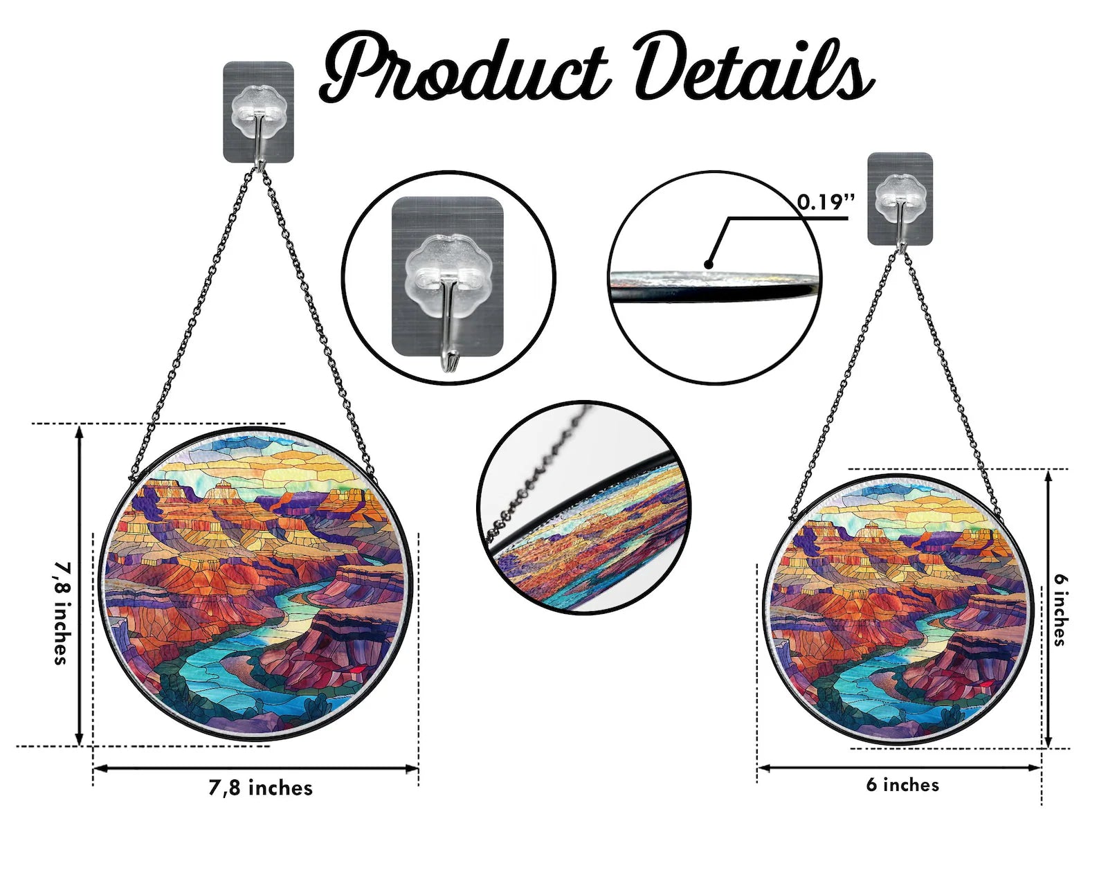 Grand Canyon National Park Glass Suncatcher, Arizona National Park Glass Art, Mountain Window Hangings, Traveler Gift, Christmas Gifts. SCBILUMIE21