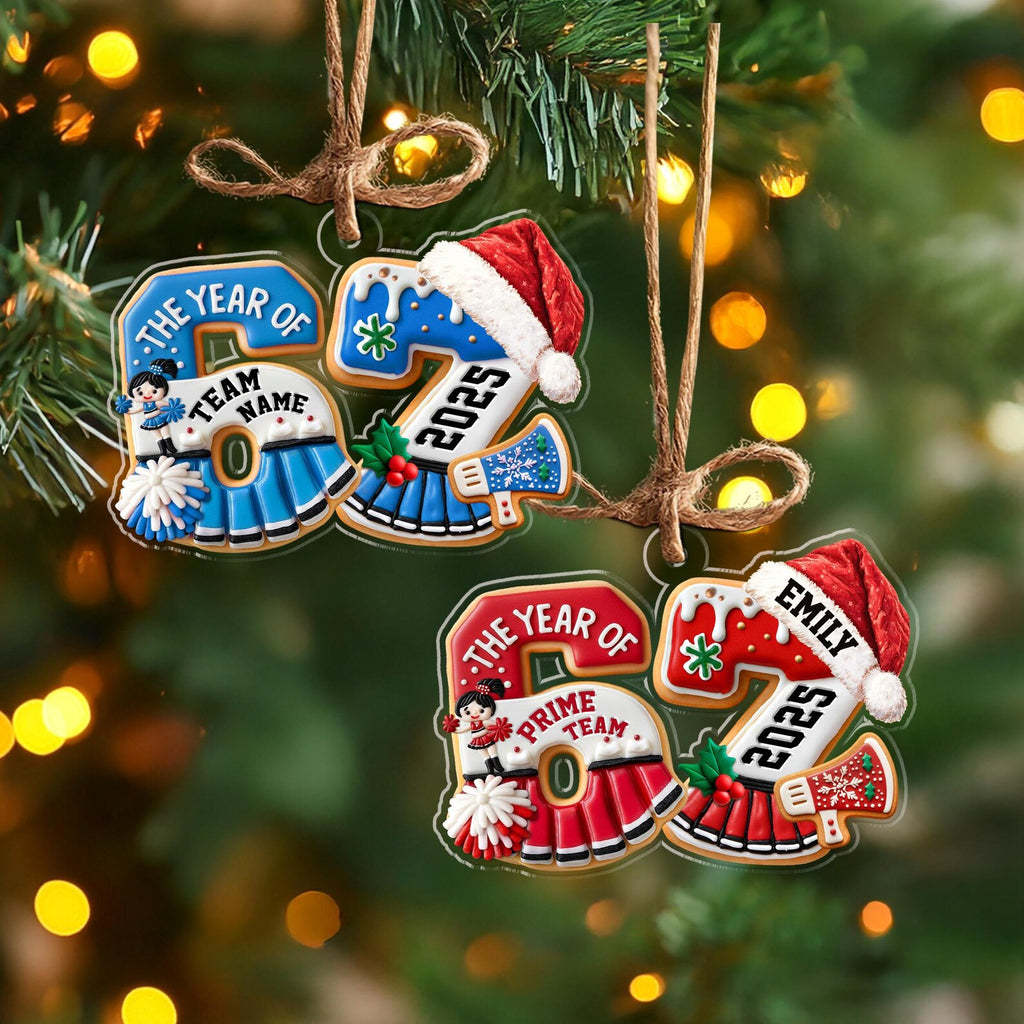 Custom Cheerleading Six Seven Ornament, Funny 6 7 Christmas Ornament, Cheerleader Gift, Ornament For Kids, Christmas Gift, Christmas Decor. COBILUMIE57