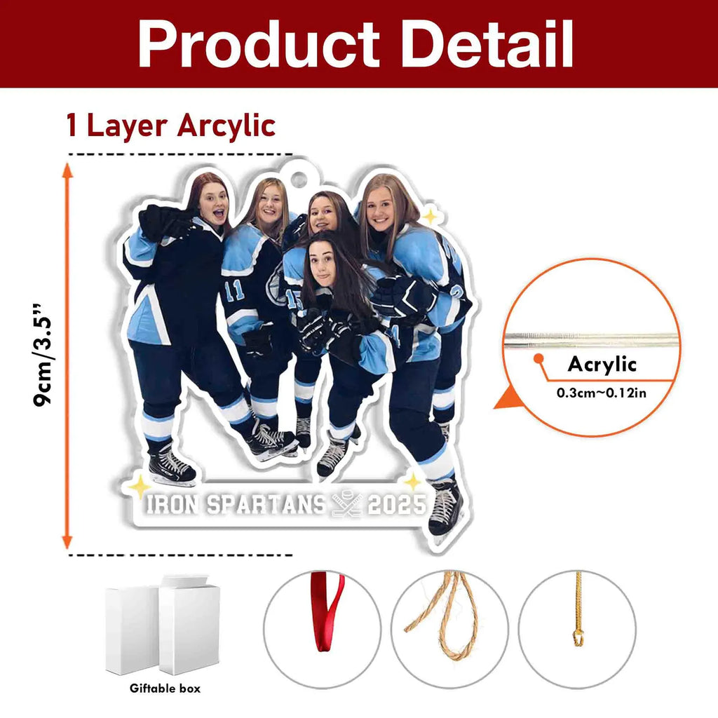 Personalized Ice Hockey Christmas Ornament, Sport Photo Ornament, Hockey Player Gift, Hockey Team Gift, Hockey Coach Gift, Christmas Decor. COBILUMIE67