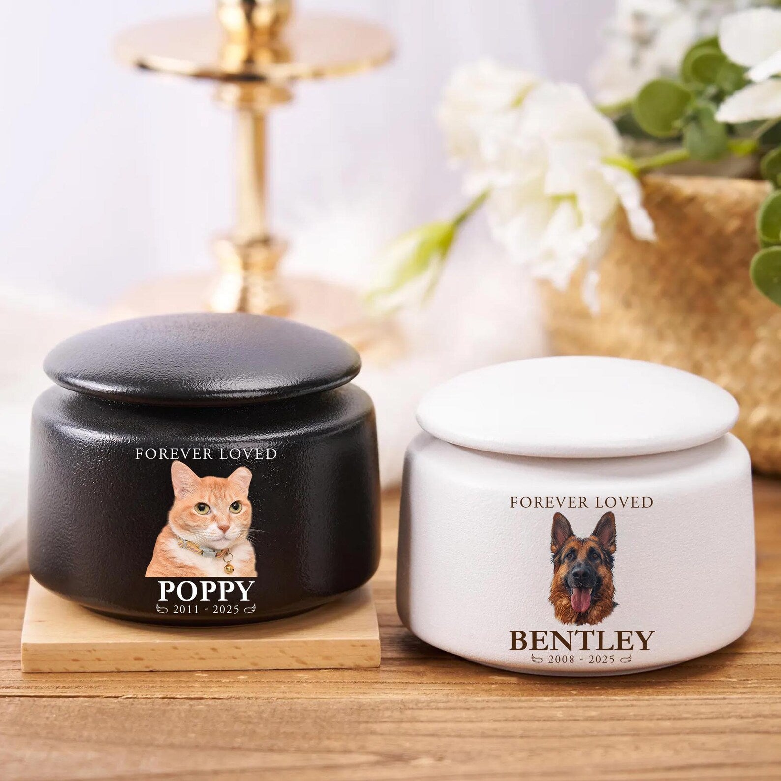 Custom Pet Urn With Photo, Pet Fur Memorial Keepsake, Pet Memorial Gift, Urn For Dog, Dog Loss Sympathy Gift, Gift for Pet Lovers. MGBILUMIE1
