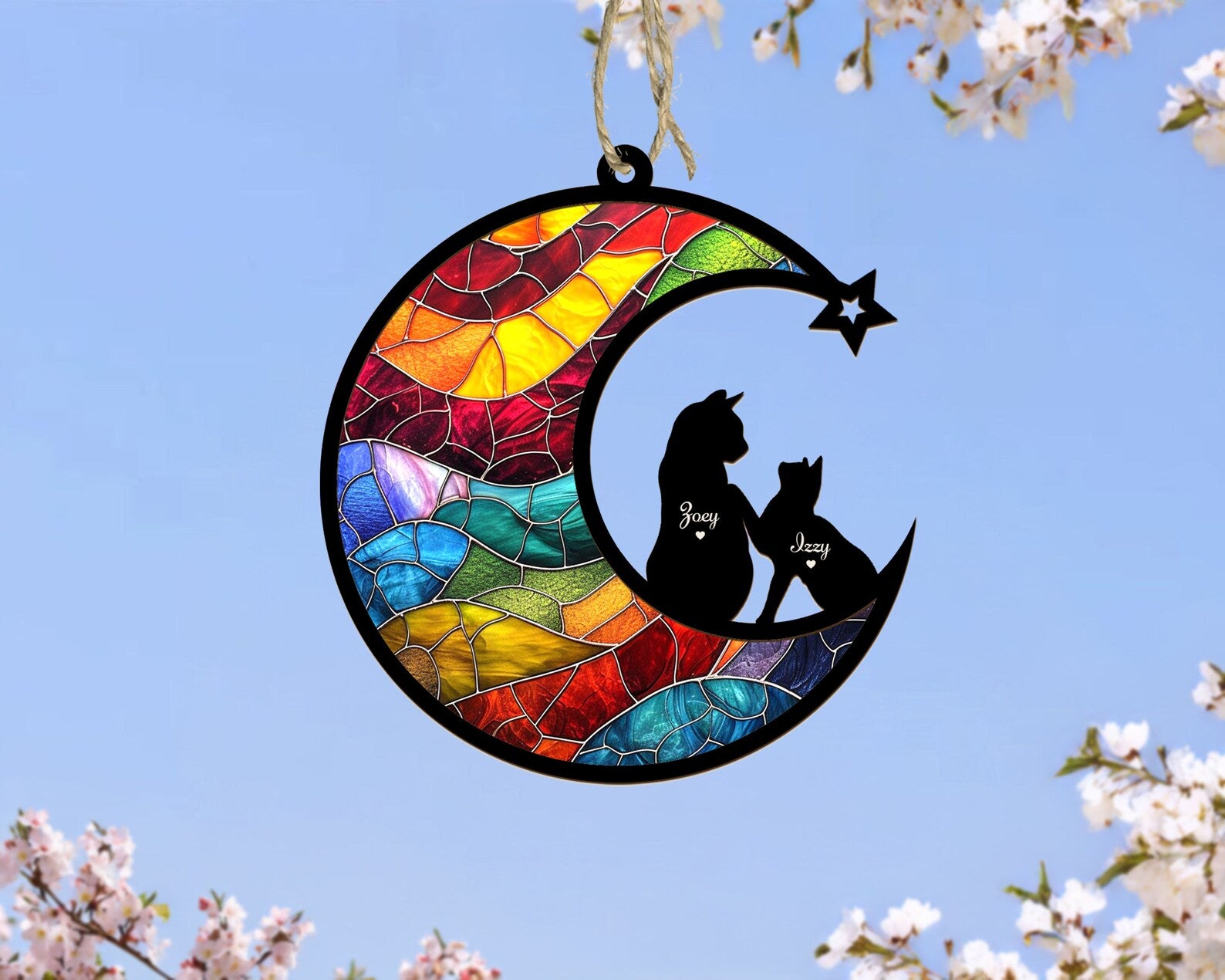 Personalized Cat Memorial Gift, Rainbow Bridge Suncatcher, Cat Loss Sympathy Gift, Pet Memorial Suncatcher, Pet Remembrance Gift. SCCBILUMMIE12