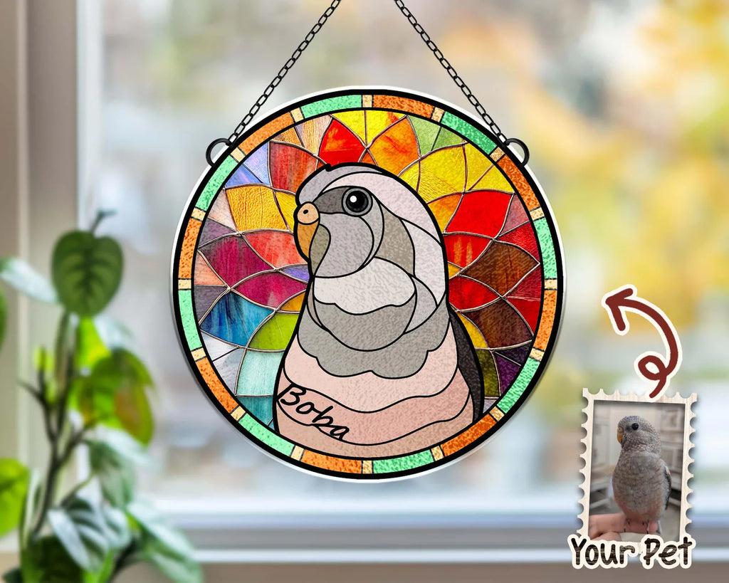 Personalized Pet Portrait Glass Suncatcher, Pet Memorial Gift, Dog Portrait From Photo Suncatcher, Loss Of Pet Gift, Pet Sympathy Gift. SCCBILUMMIE8