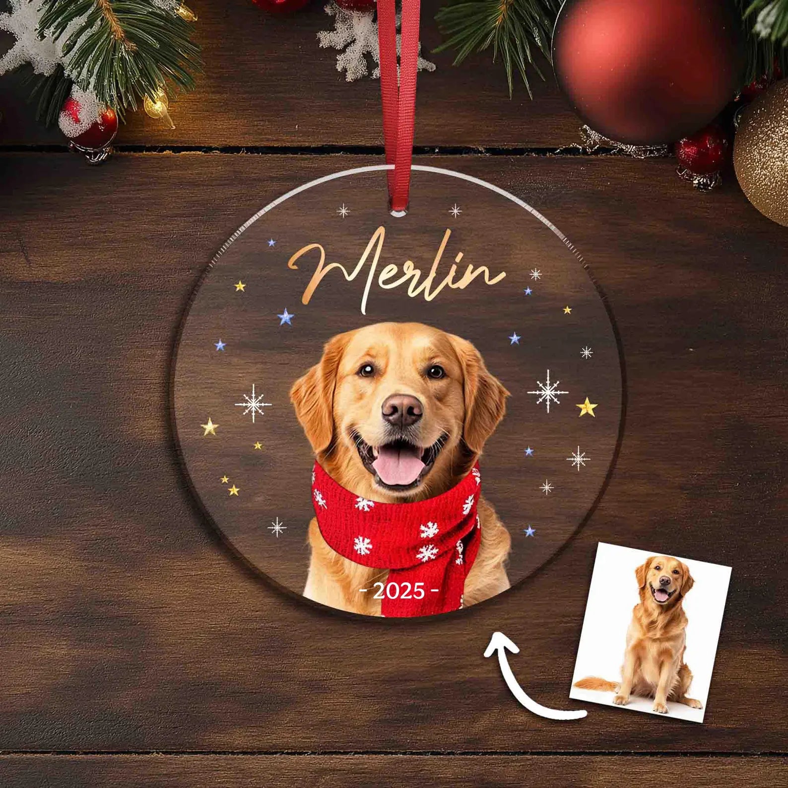 Personalized Funny Pet Christmas Ornament, Custom Pet Portrait Ornament, Picture Ornament, Pet Christmas Gift, Christmas Decoration. COBILUMIE64