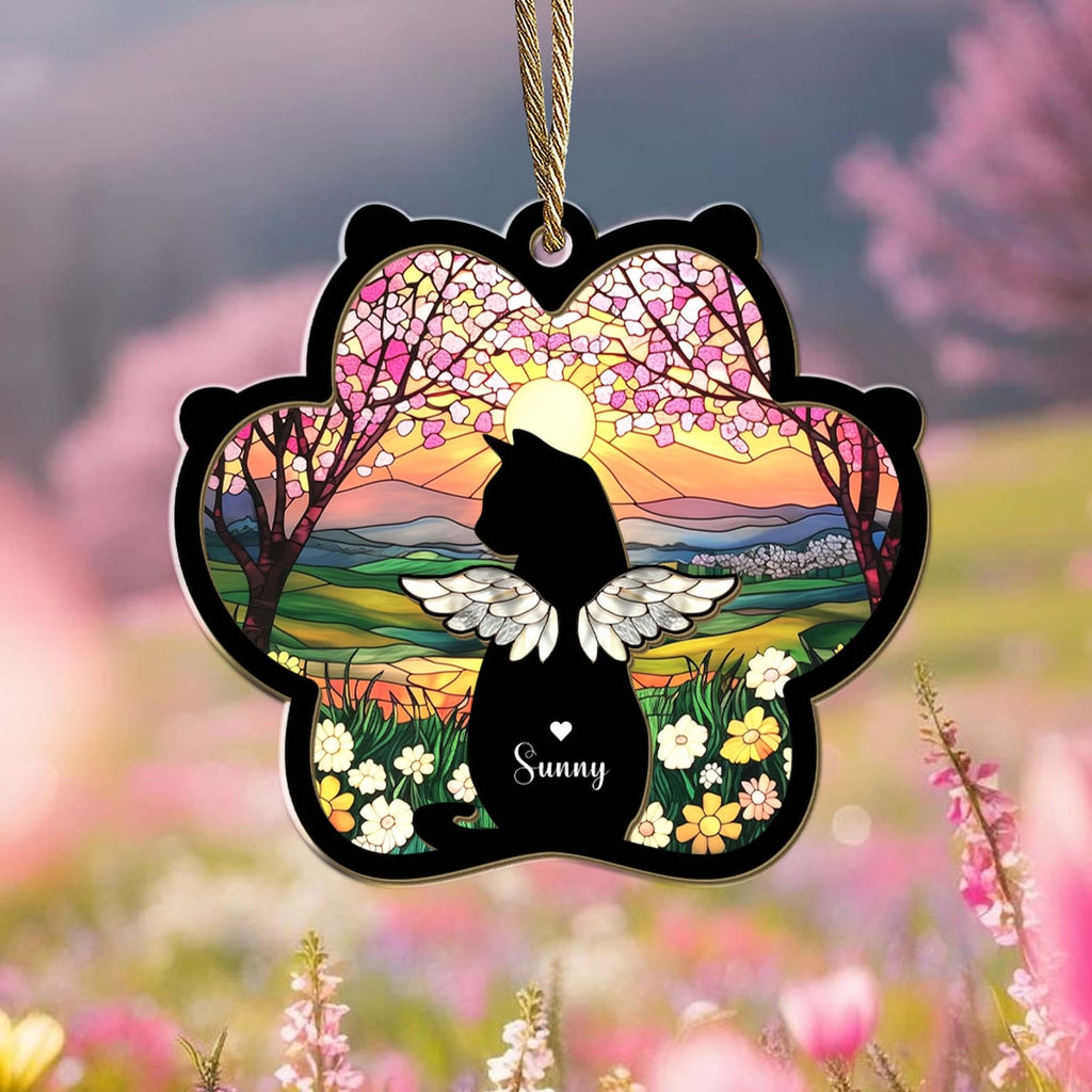 Custom Cat Memorial Suncatcher, Custom Pet Loss Sympathy Gift, Pet Memorial Gift, Loss of Cat Gift, Pet Remembrance Gift, Window Hanging. SCCBILUMMIE10