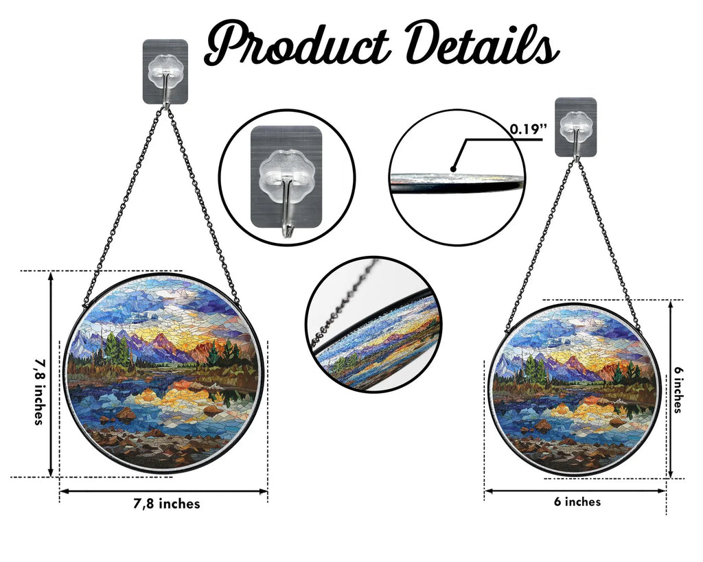 Grand Teton National Park Glass Suncatcher, US National Park Glass Art, Mountain Window Hangings, Hiker Gift, Window Decor, Christmas Gifts. SCBILUMIE25