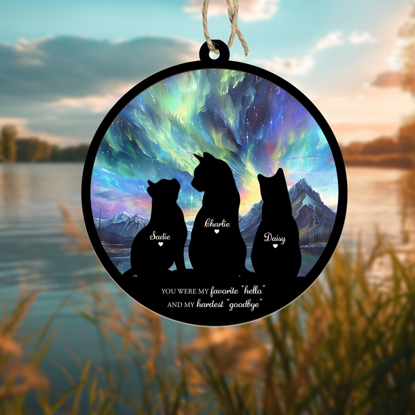 Personalized Cats Memorial Suncatcher, Loss Of Cats Gift, Pet Memorial Gift, Cat Memorial Gift, Cat Loss Sympathy Gift, Pet Suncatcher. SCCBILUMMIE50