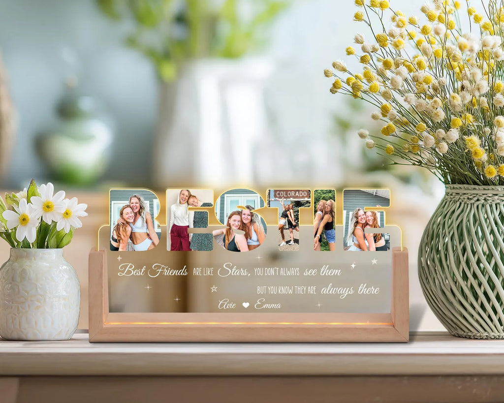 Custom Best Friend Photos Collage Night Light, Bestie Gift, Gift for Girlfriend, Friendship Gift, Best Friend Birthday Gift, Gift For Bestie. NLFRBILUMIE1