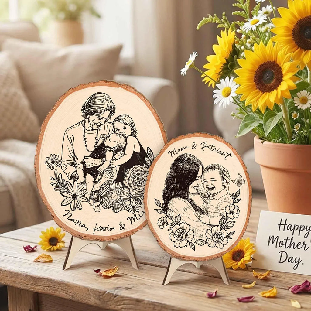 Custom Mom Portrait From Photo Wooden Sign, Custom Mom Photo Gift, Mother's Day Gift For Mom, Mom Birthday Gift, First Mother's Day Gift. MDBILUMIE11