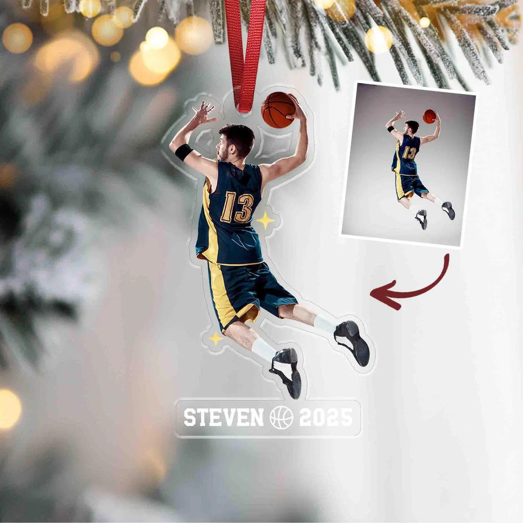 Personalized Basketball Team Christmas Ornament, Sport Photo Ornament, Basketball Player Gift, Baseball Team Gift, High School Team Gift. COBILUMIE21