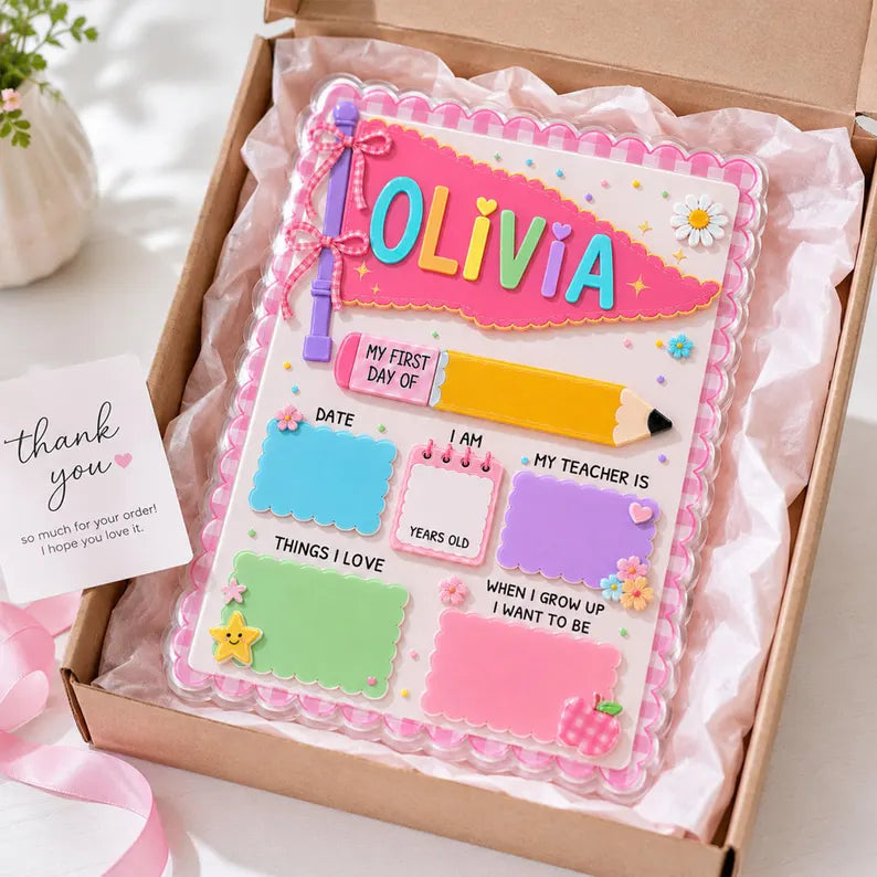 Personalized First Day Of School Sign, Reusable School Sign, Back To School Board, Preschool Kindergarten Sign, 1st Day of School Gift. DEBBILIMIE3