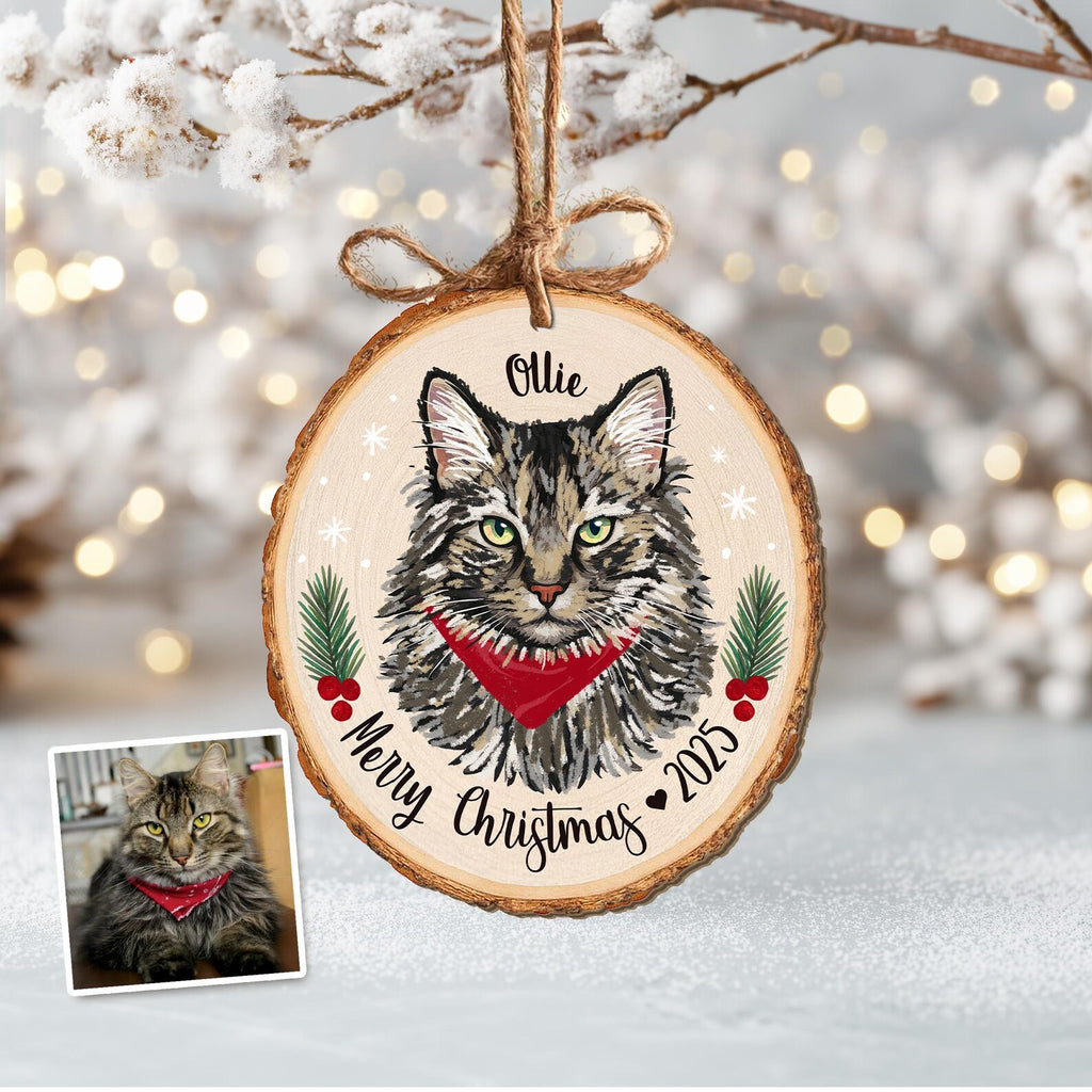 Custom Pet Portraits Using Pet's Photo Ornament, Custom Puppy's First Christmas Ornament, Custom Dog Portrait Ornament, Pet Memorial Gift. COBILUMIE26