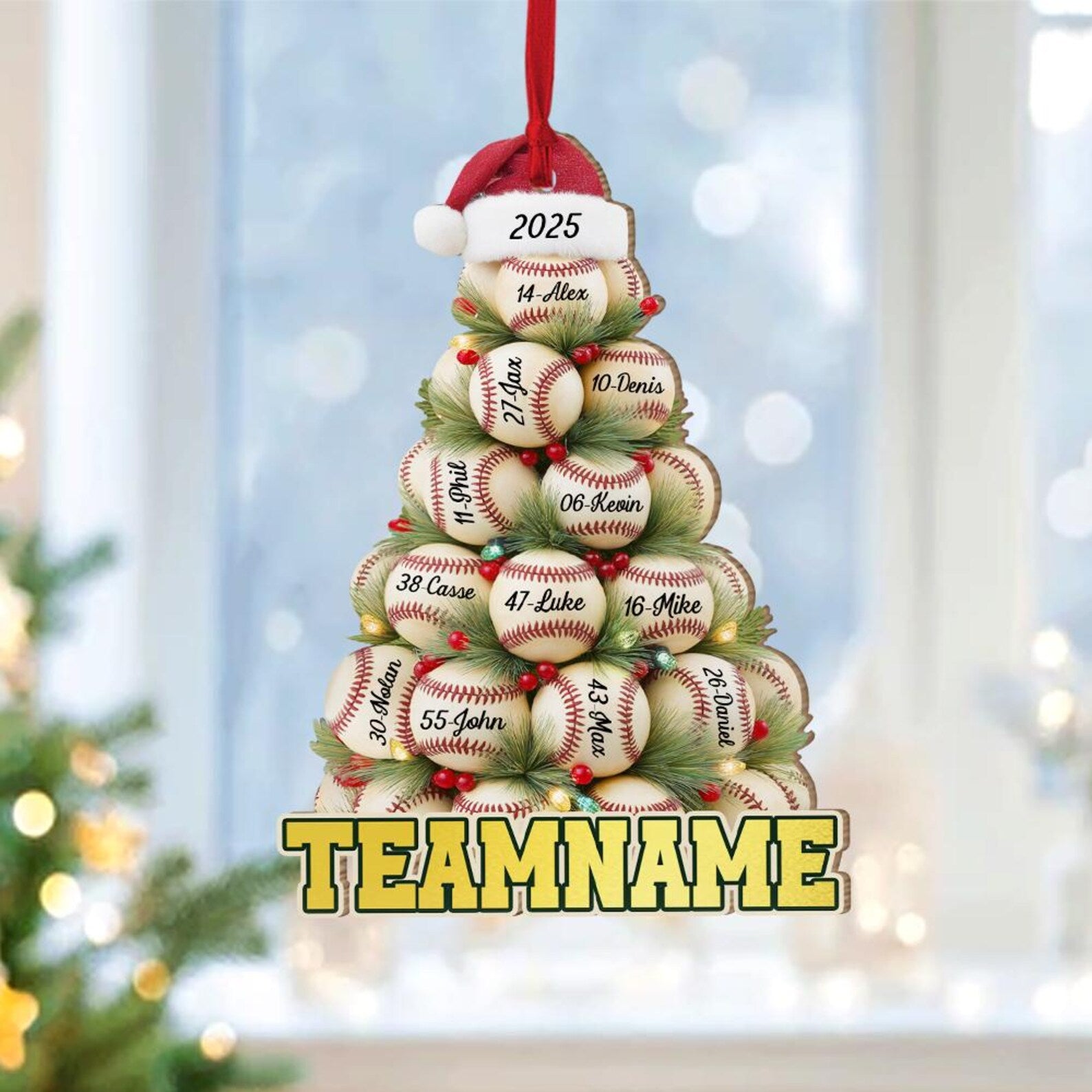 Custom Baseball Team Name Christmas Ornament, Custom Baseball Player Gift, Baseball Team Gift, Baseball Coach Gift, Sport Ornament. COBILUMIE81