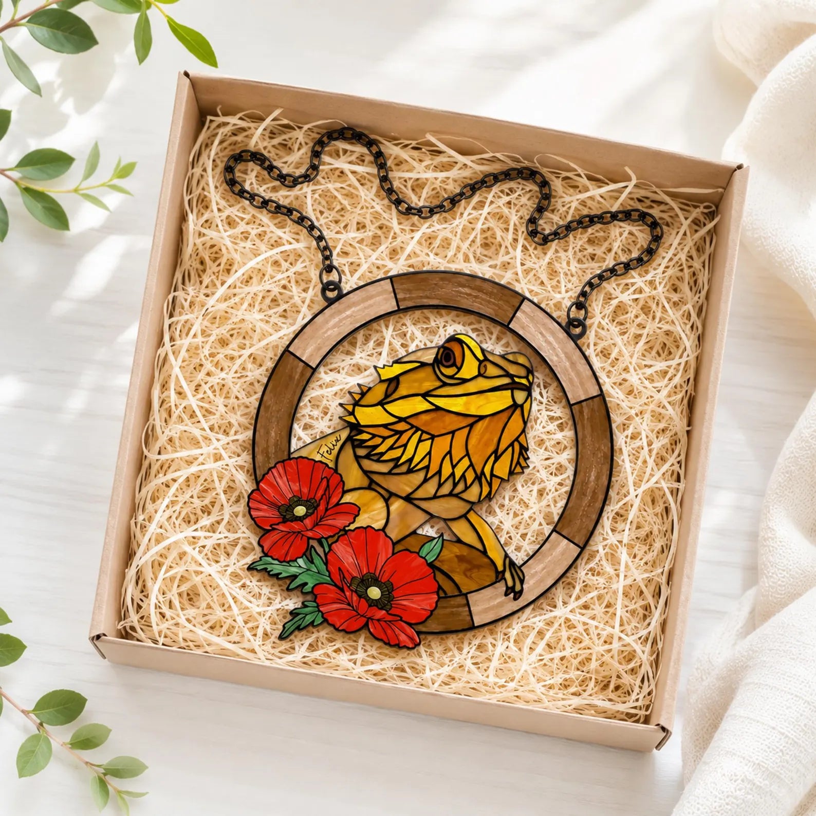 Custom Bearded Dragon Memorial Glass Suncatcher, Funny Lizard Gift, Reptile Lover Gift, Pet Memorial Gift, Loss Of Pet Gift, Window Hanging. SCCBILUMMIE31