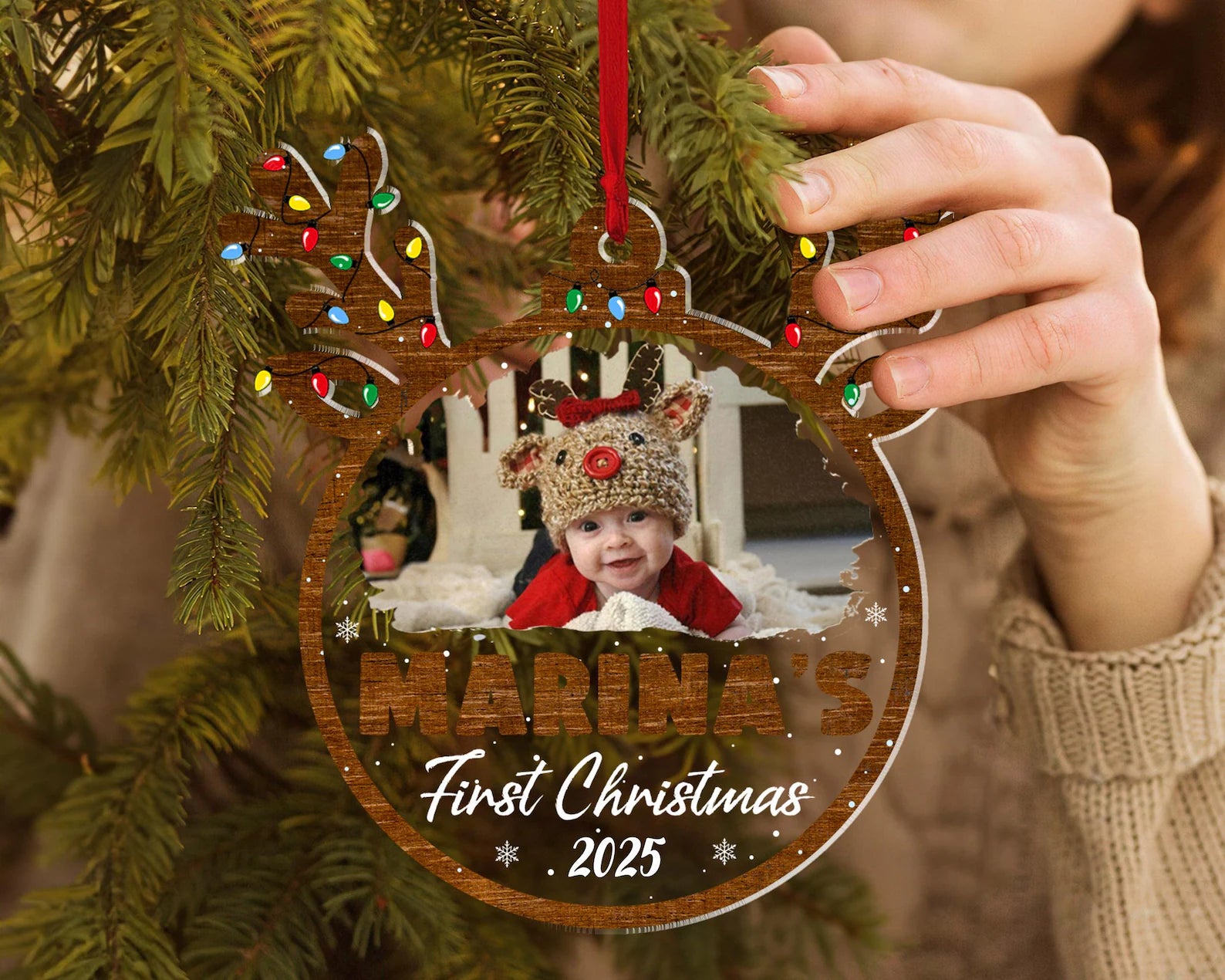 Personalized Baby's First Christmas Ornament, Baby Photo Ornament, New Baby Ornament, Baby Shower Gift, Newborn Ornament, Christmas Decor. COBILUMIE80