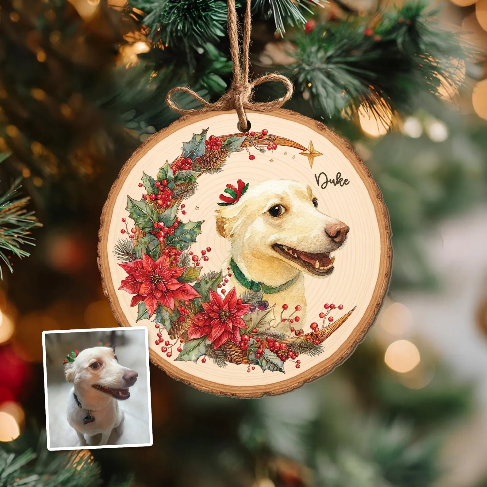 Custom Pet Portrait Wood Ornament, Pet Memorial Gift, Dog Christmas Ornament, Dog Lover Gift, Pet Lover Gift, Christmas Tree Decor. COBILUMIE20