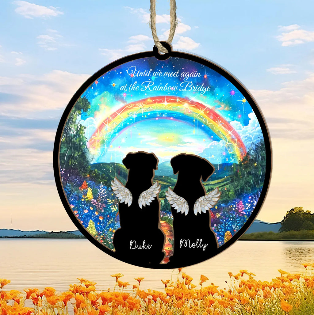 Custom Pets Memorial Suncatcher, Dog Rainbow Bridge Gift, Dog Loss Sympathy Gift, Pet Memorial Gift, Loss Of Pet Gift, Window Hangings. SCCBILUMMIE32