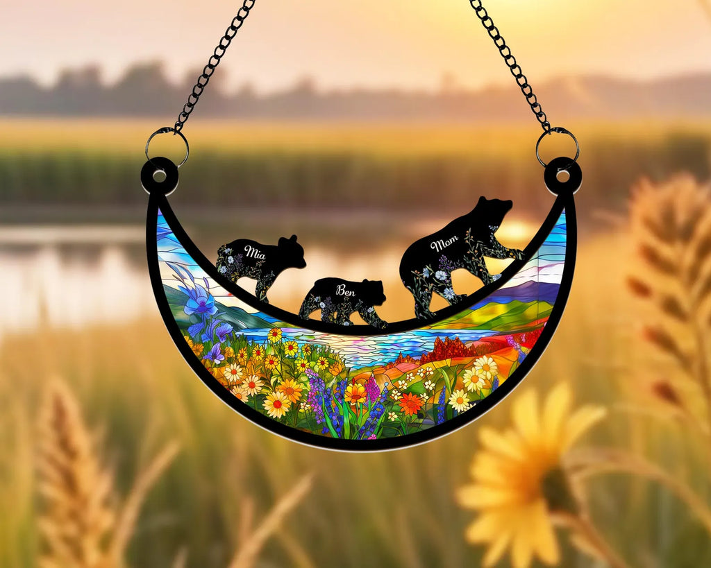 Custom Mama Bear Suncatcher, Custom Bear Family Suncatcher, Gift For Mom, Bear Gifts, Mothers Day Gift, Mom Birthday Gift, Window Hanging. MDBILUMIE1