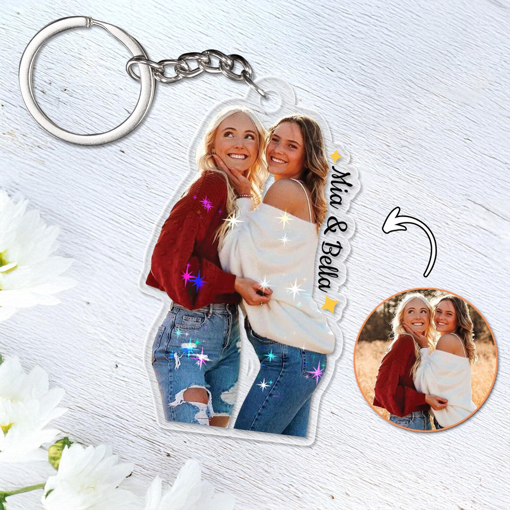 Custom Besties Hologram Keychain, Custom Besties Photo Keychain, Gift For Besties, Bestie Gift, Soul Sister Gift, Gift For Best Friends. PKBILUMIE1