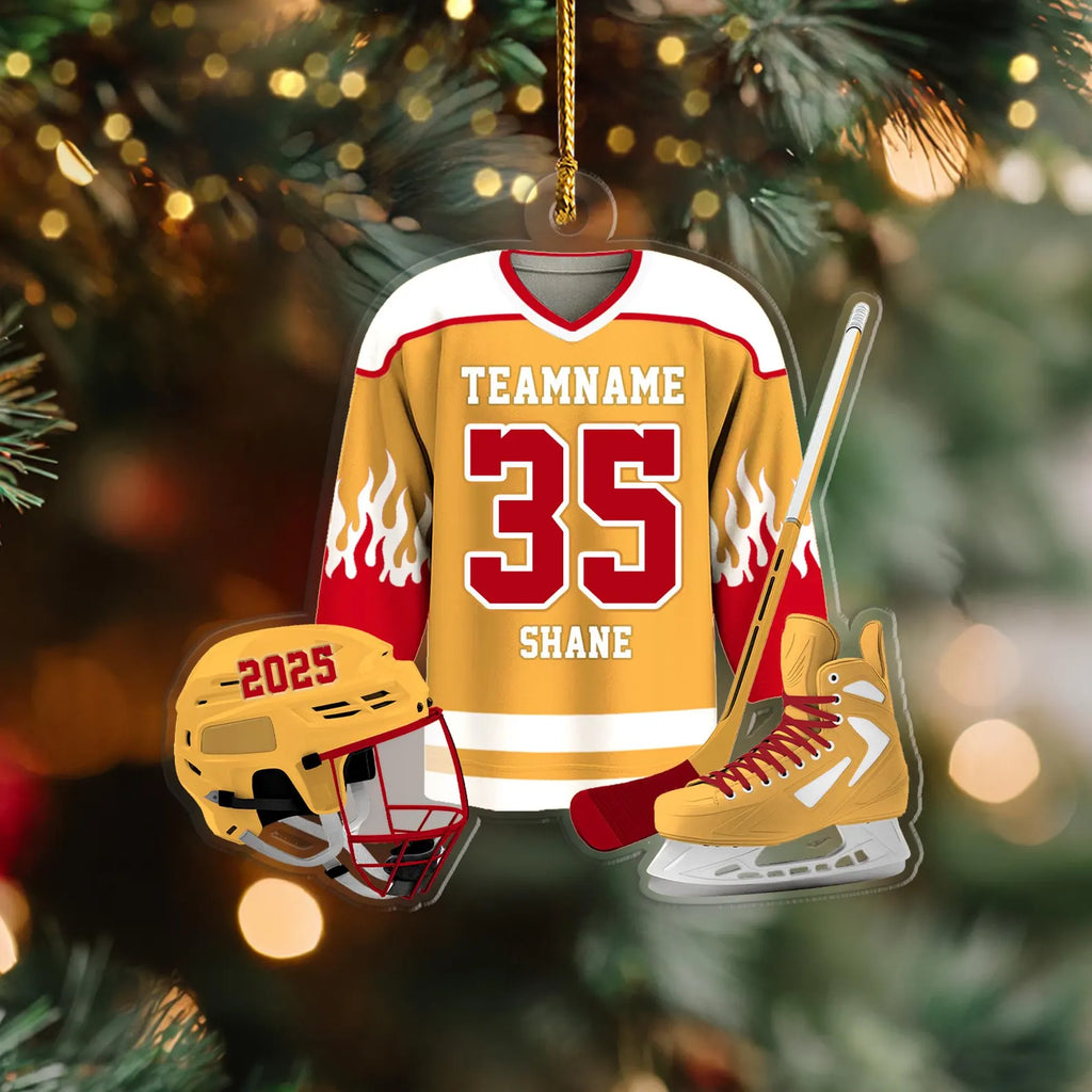 Personalized Hockey Christmas Ornament, Sport Ornament, Ice Hockey Ornament, Hockey Player Gift, Hockey Fan Gift, Team Christmas Gifts. COBILUMIE68