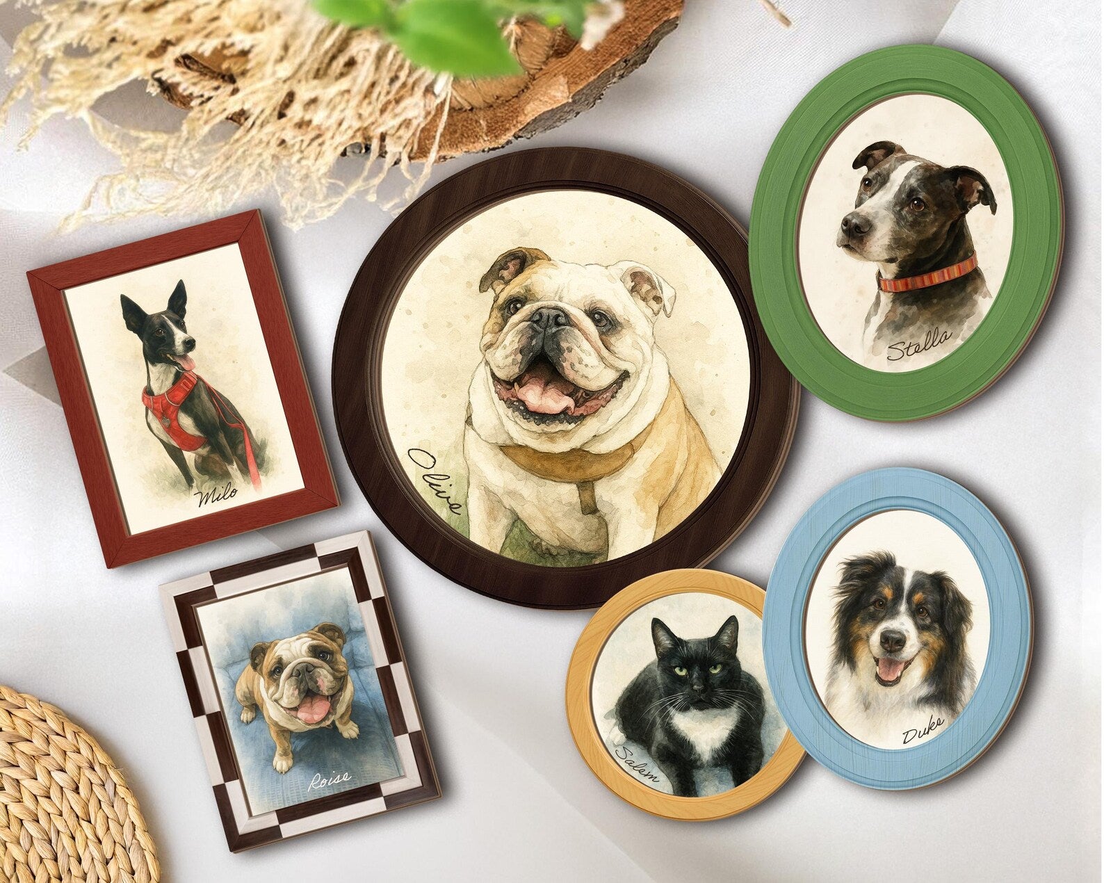Custom Pet Portrait From Photo Wooden Hanging, Custom Dog Photo Frame, Pet Memorial Gift, Dog Loss Sympathy Gift, Gift For Dog Lovers. PTBILUMIE4