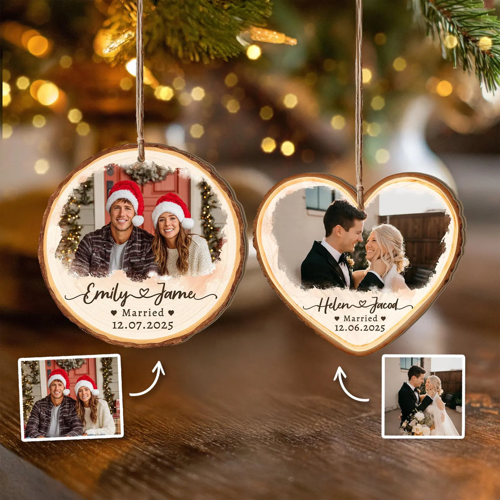 Personalized Couple Photo Ornament, Custom Wedding Ornament, Married Ornament, Engagement Gift, Anniversary Couples Gift, Christmas Decor. COBILUMIE22