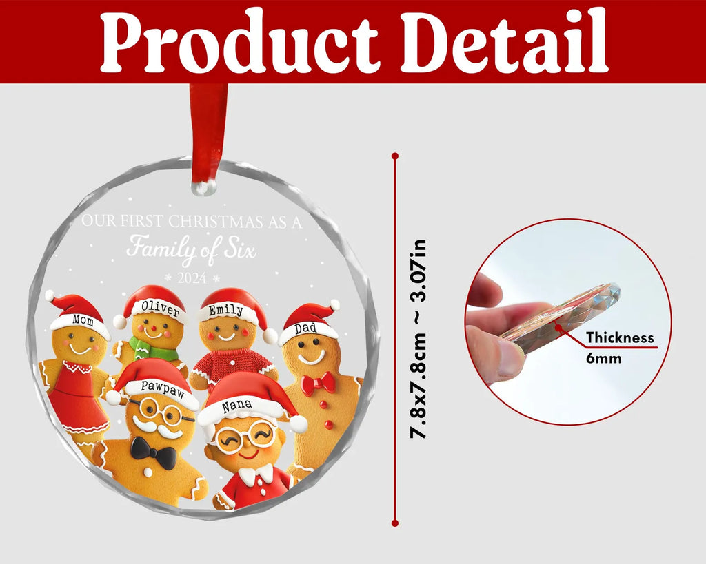 Personalized First Christmas As A Family Of 5 Ornament, Custom Gingerbread Family Ornament, New Baby Ornament, Family Christmas Gift COBILUMIE52