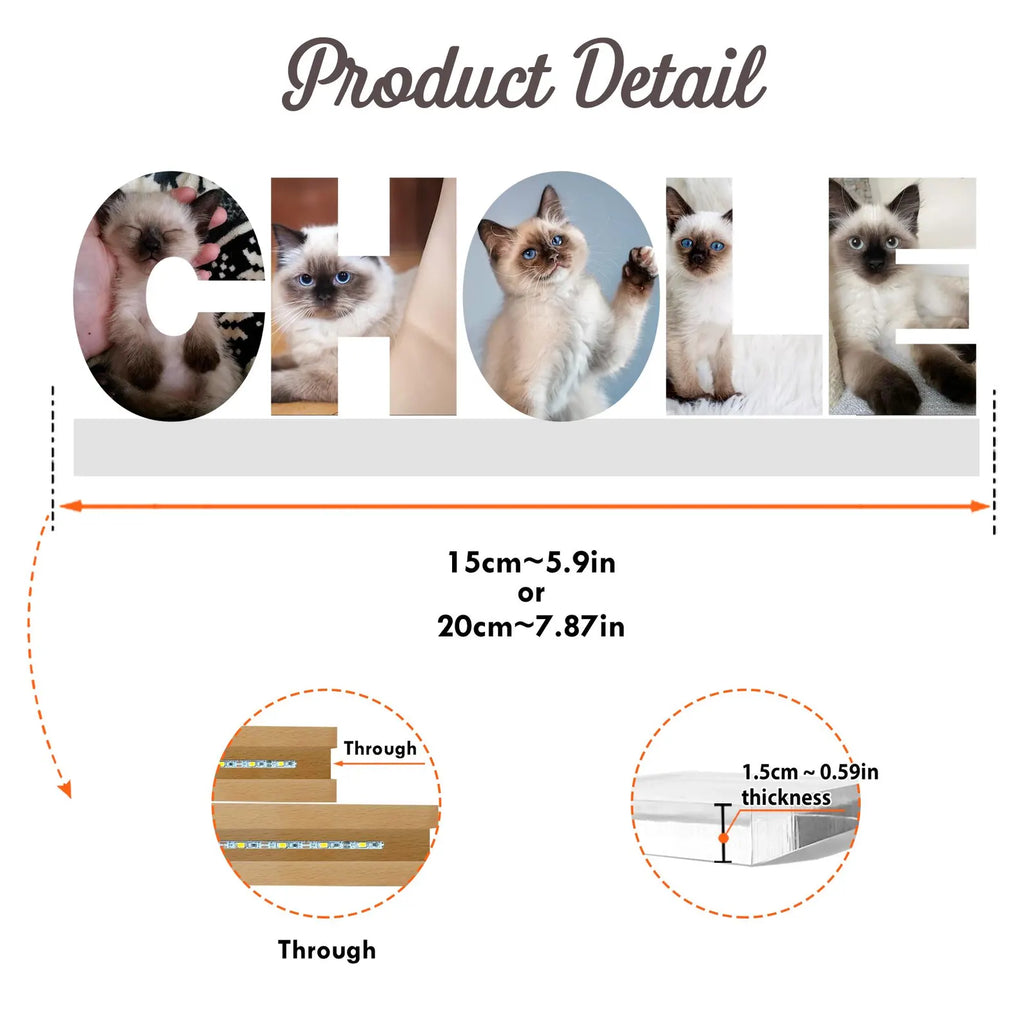 Custom Cat Memorial Night Light, Custom Pet Photo Collage Night Light, Pet Memorial Gift, Loss Of Cat Sympathy Gift, Cat Loss Gift. MGBILUMIE7