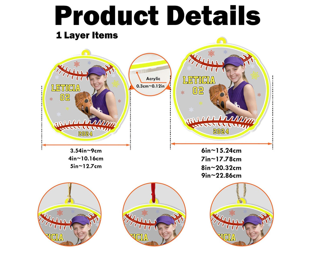 Personalized Softball Team Photo Ornament, Sport Ornament, Christmas Ornament, Softball Player Gift, Softball Team Gift, Christmas Gifts. COBILUMIE63