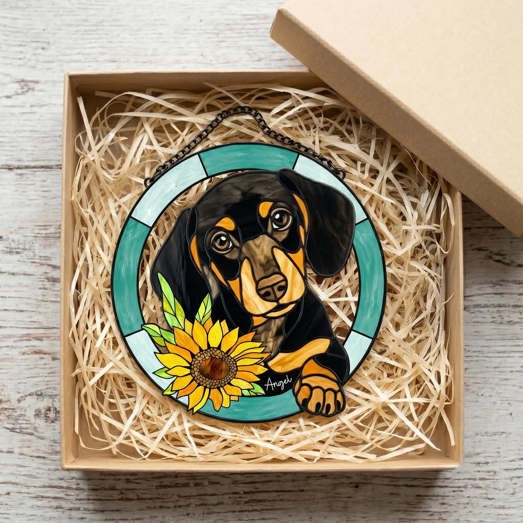 Personalized Cat Memorial Glass Suncatcher, Custom Pet Portrait From Photo Gift, Dog Lover Gift, Loss Of Pet Gift, Pet Rememberance Gift. SCCBILUMMIE45