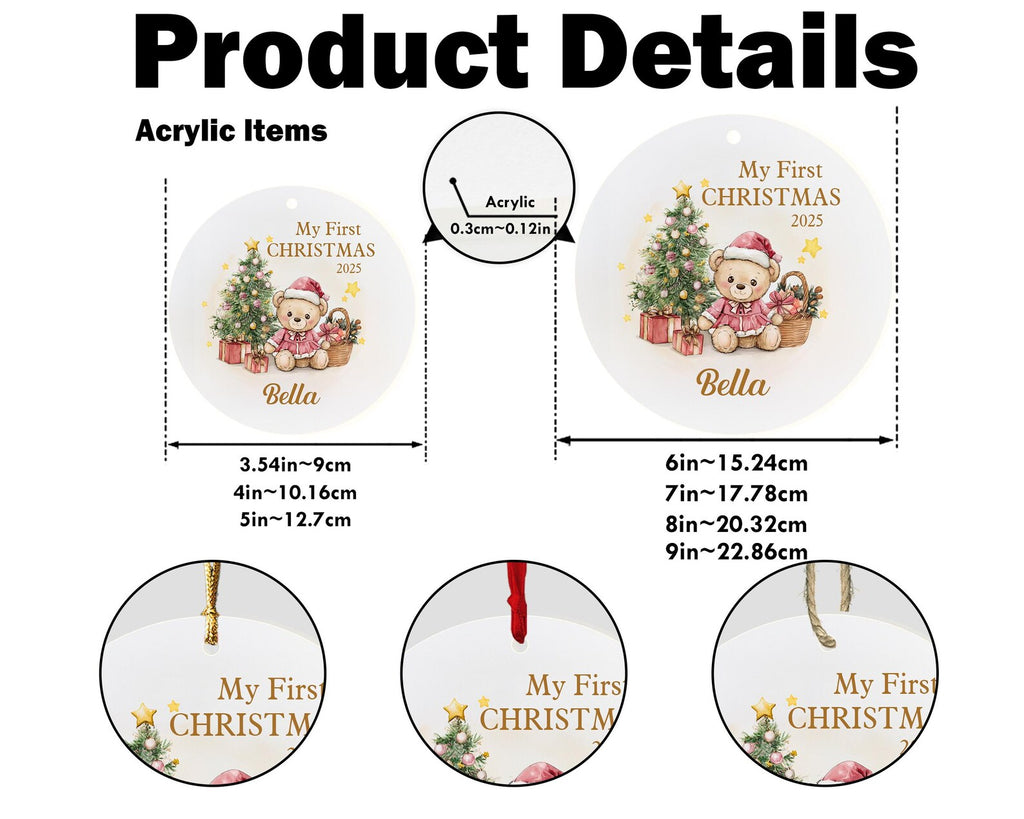 Personalized Baby's First Christmas Ornament, New Baby Ornament, Kid Christmas Gift, Newborn Gifts, Baby Christmas Gift, Christmas Decor. COBILUMIE41