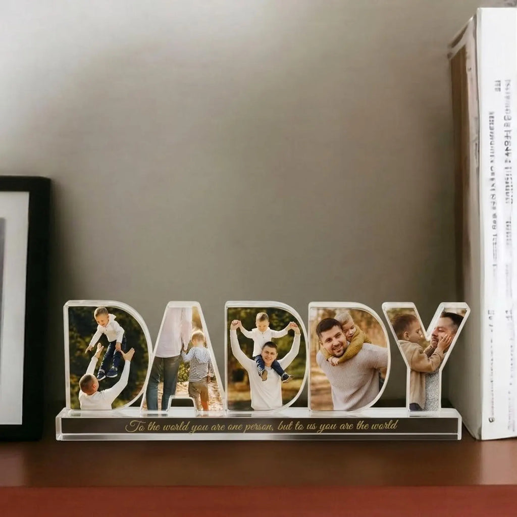 Custom Daddy Photo Collage Acrylic Block, Custom Dad Photo Gift, Father's Day Gift, Grandpa Gift, Dad Birthday Gift, Gift For Dad. FDBILUMIE4
