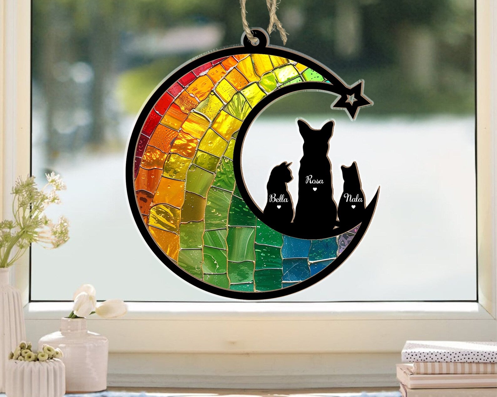 Personalized Pet Loss Sympathy Gift, Pet Memorial Suncatcher, Pet Rainbow Bridge Gift, Dog Loss Gift, Pet Remembrance Gift, Loss Of Pet Gift. SCCBILUMMIE37