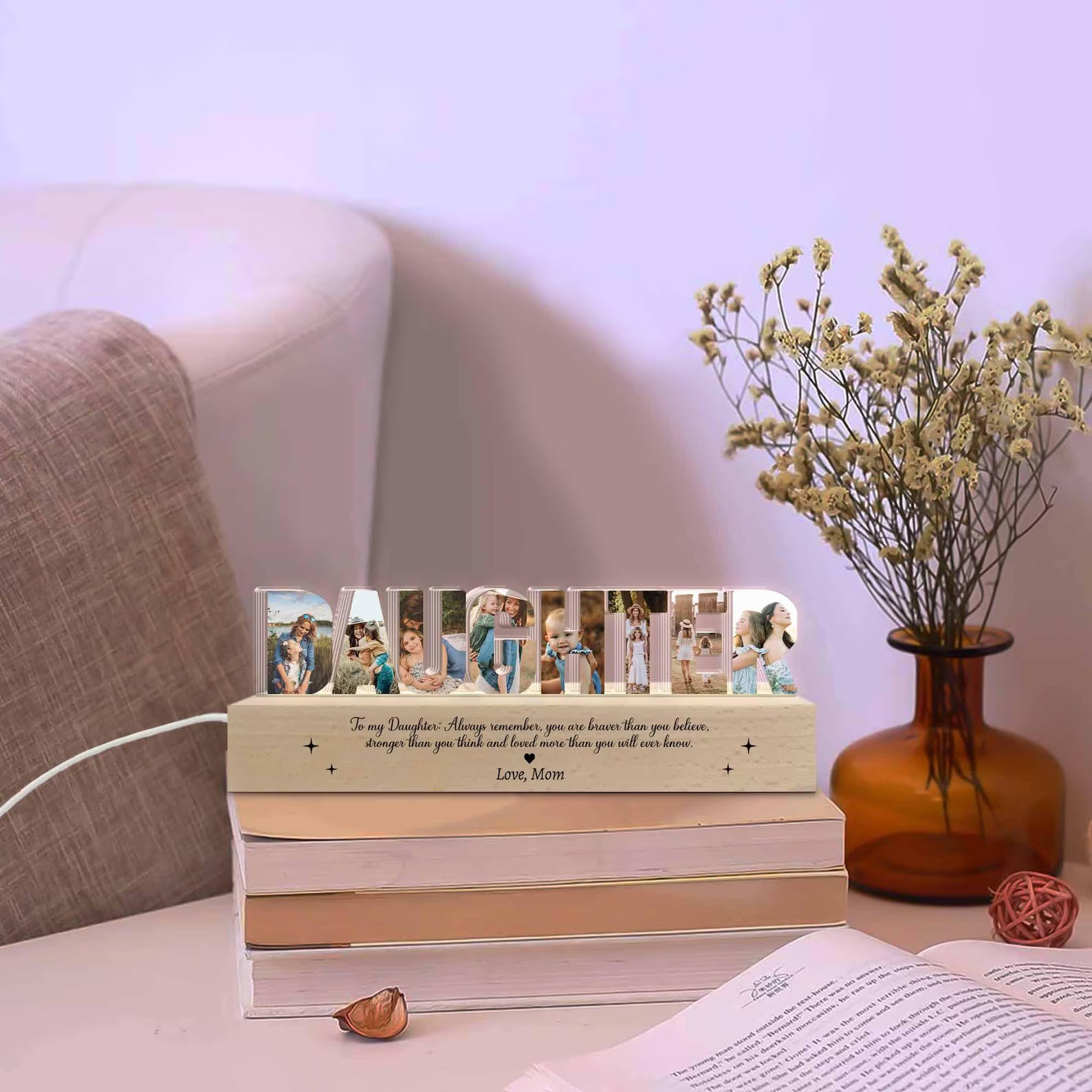 Personalized Daughter Photo Collage Night Light, Daughter Mother Gift, Gift For Daughter, Daughter Birthday Gift, Gift From Mom. NLFRBILUMIE30