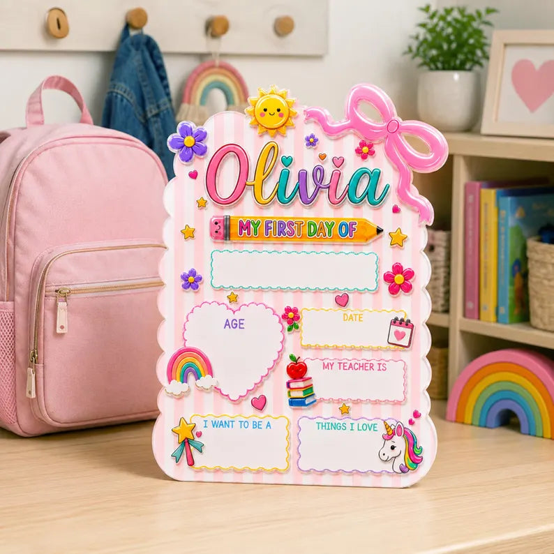 Custom First Day Of School Sign, Custom Back To School Board, Reusable School Sign, Preschool Kindergarten Sign, 1st Day of School Gift. DEBBILIMIE2
