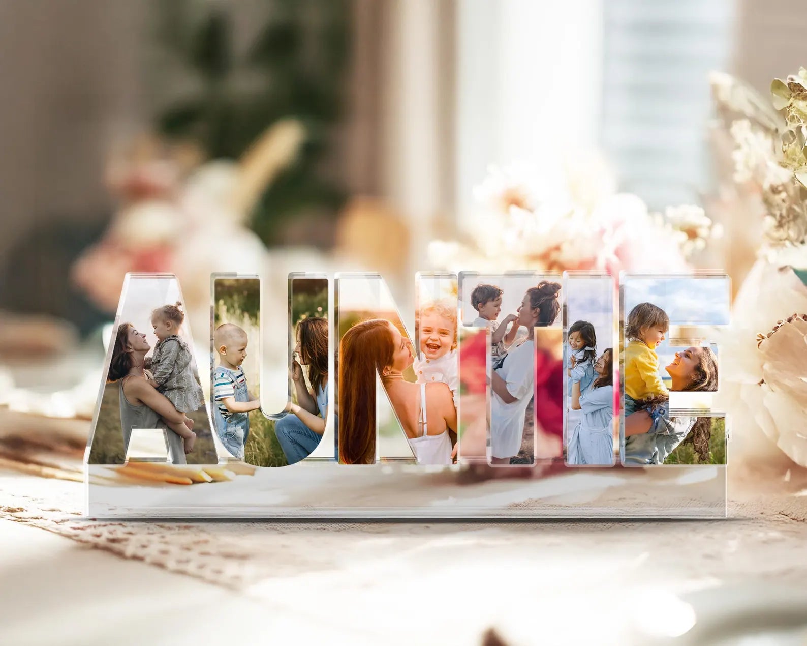 Custom Auntie Photo Collage Acrylic Block, Aunt Mothers Day Gift, Aunt Gift from Niece Nephew, Gift For Aunt, Aunt Birthday Gift. MDBILUMIE15