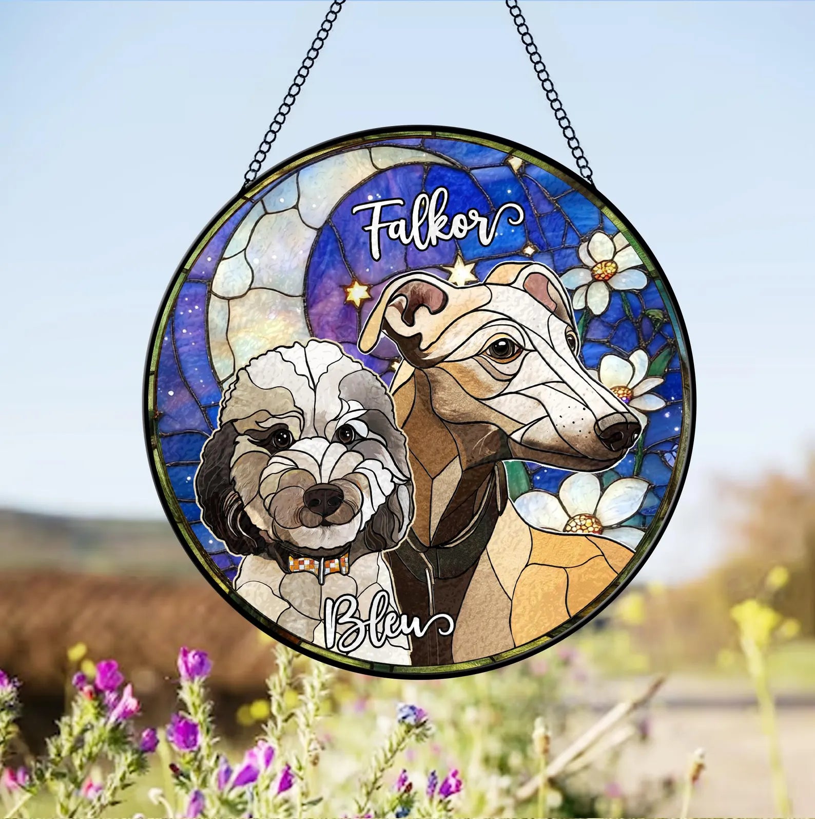 Custom Pets Portrait Glass Suncatcher, Custom Dog Portrait From Photo Glass Art, Dog Memorial Gift, Cat Lover Gift, Christmas Decoration. SCCBILUMMIE29