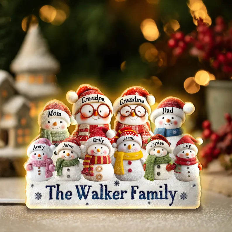 Custom Grandma Snowman Light Box, Snowman Family Christmas Night Light, Gift For Grandma, Grandma Christmas Gift, Christmas Decoration NLFRBILUMIE18