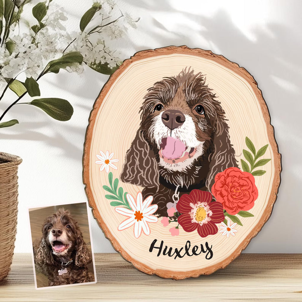 Custom Dog Portrait Wooden Hanging, Custom Pet Portrait Using Pet Photo, Dog Memorial Gift, Dog Portrait Wall Art, Pet Loss Sympathy Gift. WHBILUMMIE2