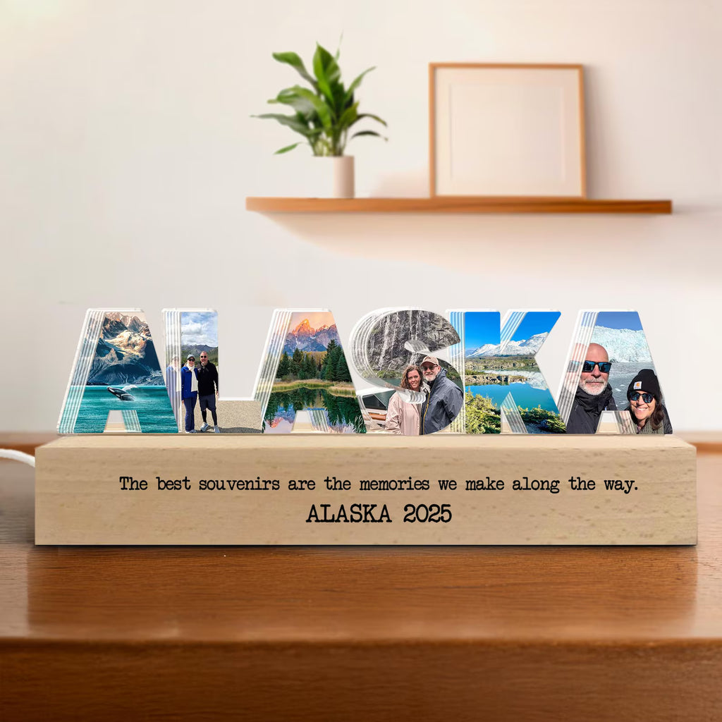 Personalized Travel Photo Collage Night Light, Family Trip Memory Decor, Vacation Memory Gift, Anniversary Gift, Travel Gift for Couples. NLFRBILUMIE13
