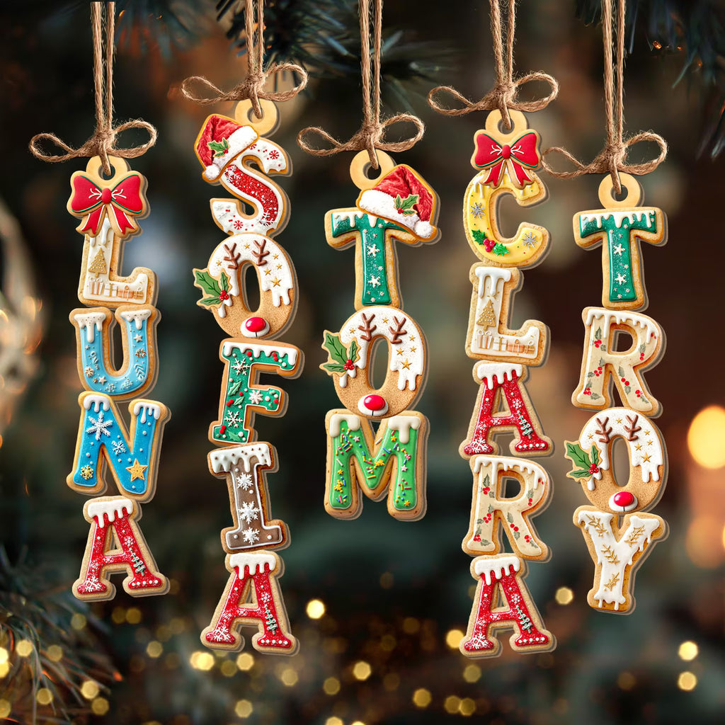 Custom Gingerbread Letter Ornament, Custom Gingerbread Cookie Alphabet, Kids Name Ornament, Christmas Stocking Tag, Kids Christmas Gift. COBILUMIE78