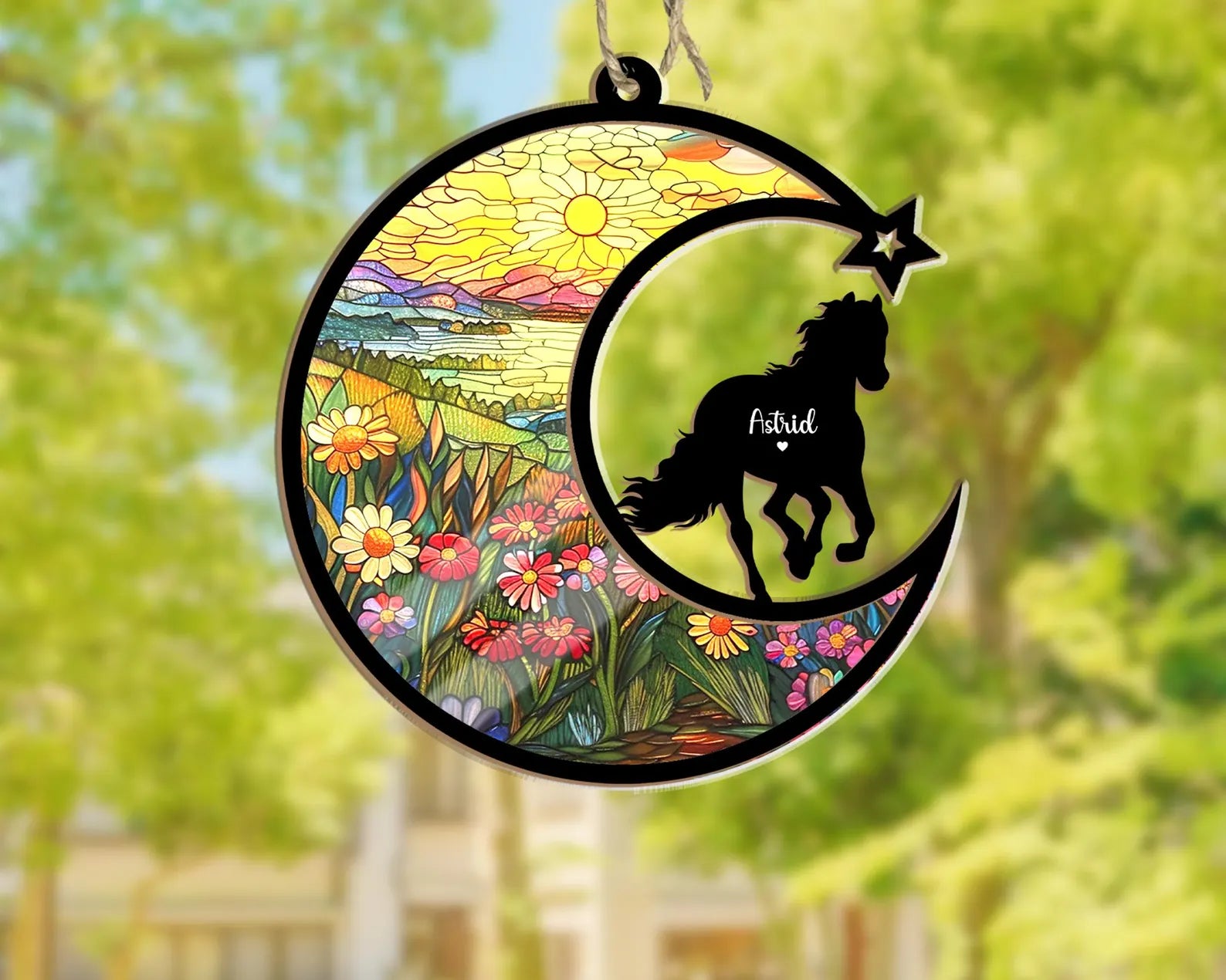 Personalized Horse Memorial Suncatcher, Pet Memorial Gift, Horse Window Hangings, Horse Loss Gift, Horse Lover Gift, Animal Suncatcher. SCCBILUMMIE18