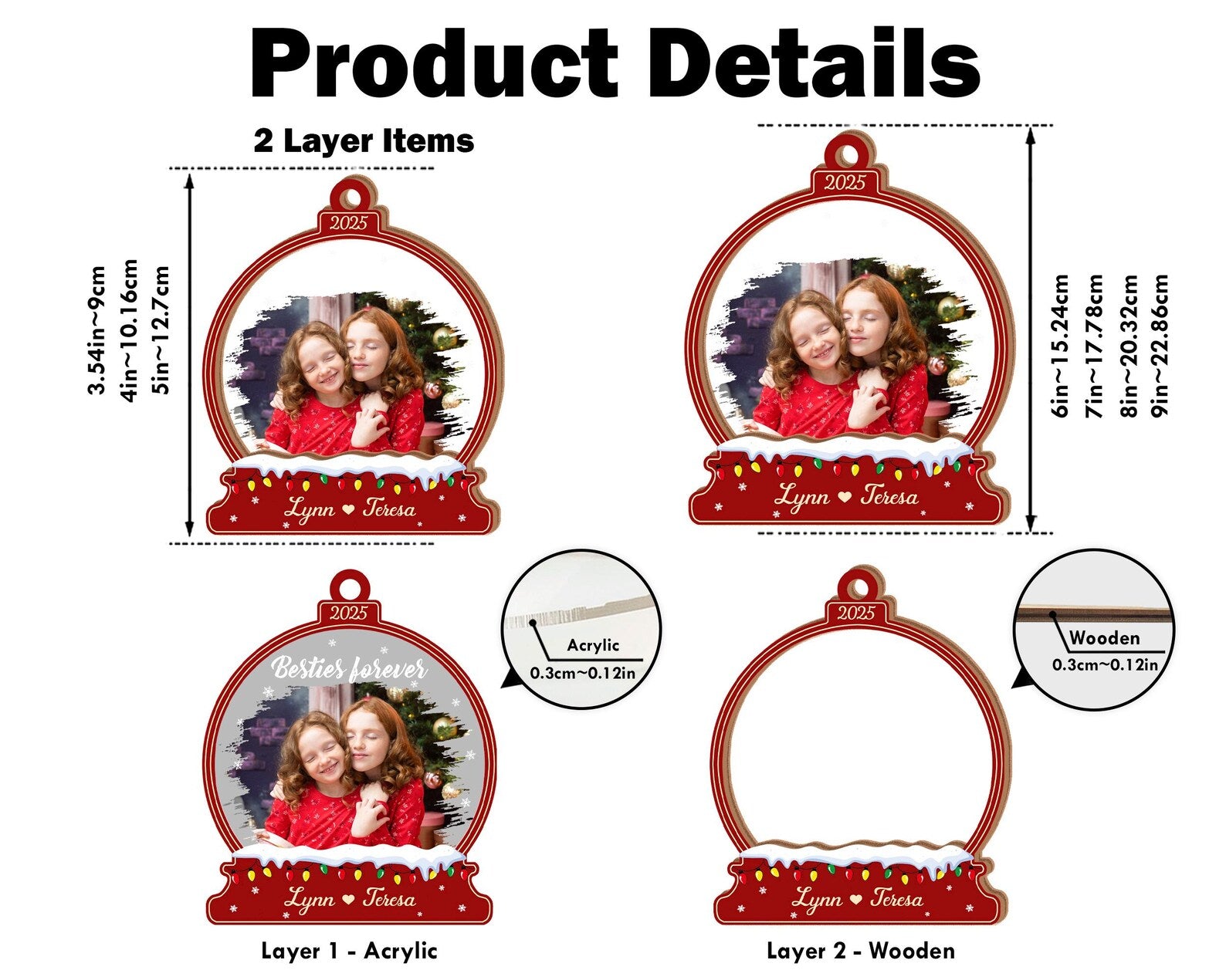 Personalized Bestie Forever Ornament, Kids Christmas Ornament, Friendship Ornament, Besties Gifts, Christmas Decor, Gift For Friends. COBILUMIE73