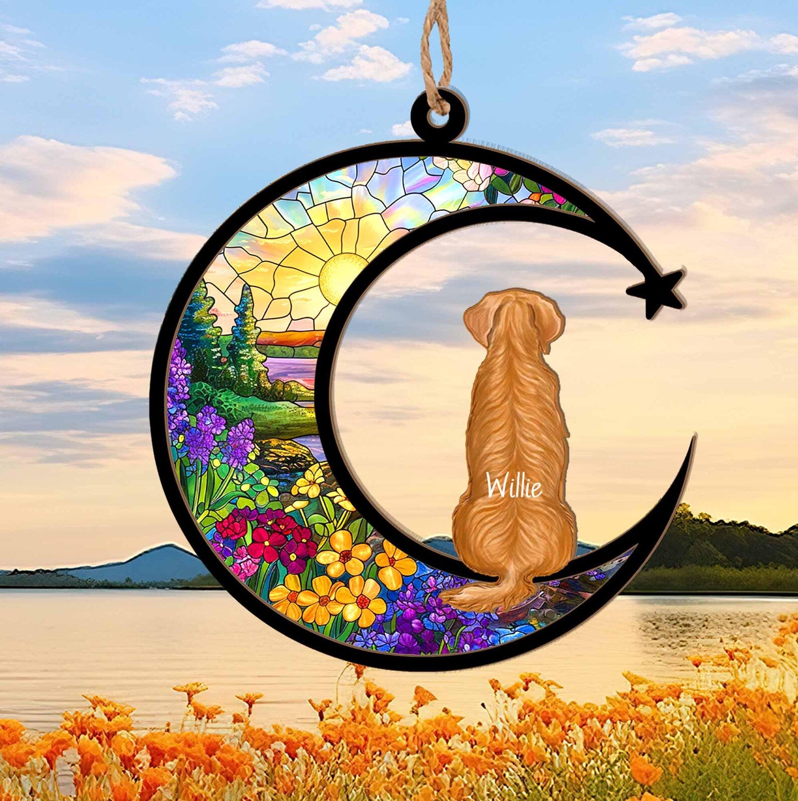 Personalized Dogs Memorial Suncatcher, Custom Pet Memorial Gift, Pet Loss Gift, Dog Loss Sympathy Gift, Dog Remembrance Gift. SCCBILUMMIE43
