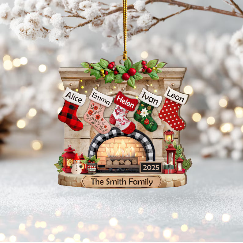 Custom Family Christmas Stockings Ornament, Fireplace Ornament, Family Christmas Gift, Christmas Ornament for Family of 2 to 10 Members. COBILUMIE6