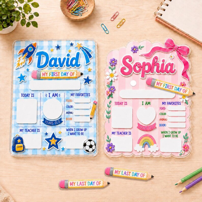 Personalized First And Last Day Of School Sign, Reusable School Sign, Back To School Gift, Dry Erase Board, First Day of School Board. DEBBILIMIE1